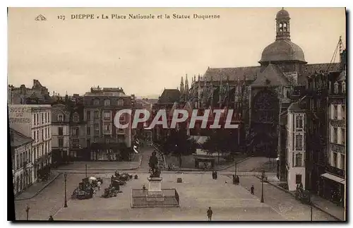 Cartes postales Dieppe La Place Nationale et la Statue Duquesne