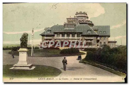 Cartes postales Saint Malo Le Casino Statue de Chateaubriand