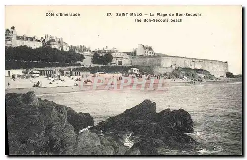 Cartes postales Cote d'Emeraude Saint Malo La Plage de Bon Secours the Bon Secours Beach