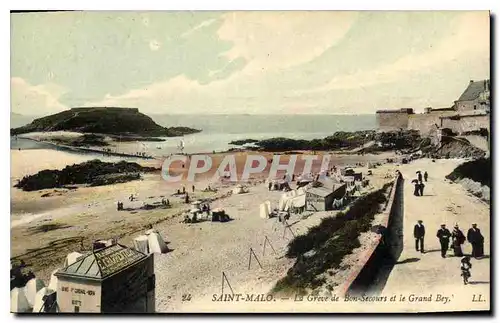 Ansichtskarte AK Saint Malo La Greve de Bon Secours et le Grand Bey