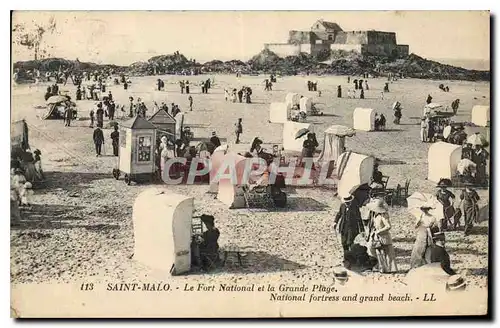 Ansichtskarte AK Saint Malo Le Fort National et la Grande Plage National Fortress and Grand Beach