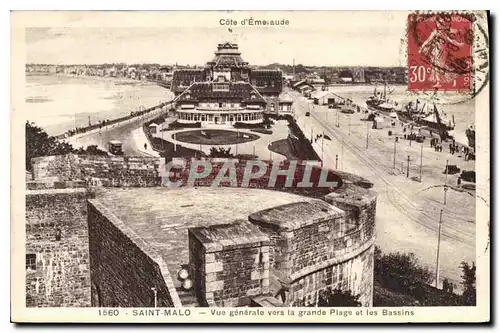 Ansichtskarte AK Cote d'Emeraude Saint Malo Vue Generale Vers la Grande Plage et Les Bassins