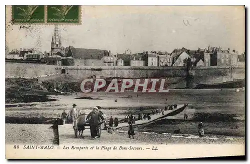 Cartes postales Saint Malo Les Remparts et la Plage de Bons Secours