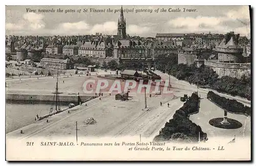 Ansichtskarte AK Saint Malo Panorama vers les Portes Saint Vincent et Grande Porte la Tour du Chateau