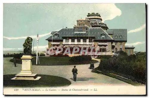 Ansichtskarte AK Saint Malo Le Casino Statue de Chateaubriand