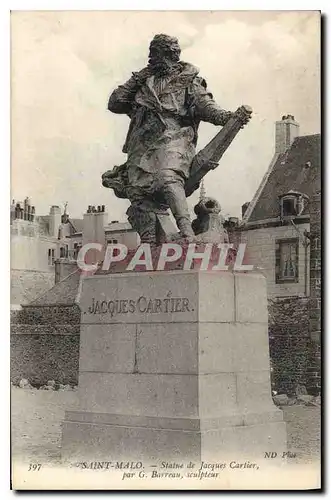 Ansichtskarte AK Saint Malo Statue de Jacques Cartier par G Barreau Sculpteur