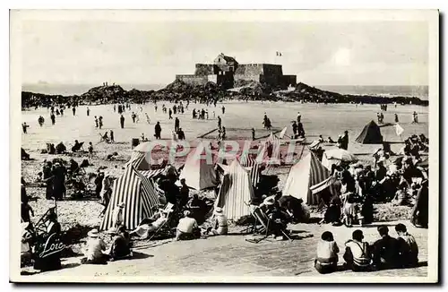 Ansichtskarte AK Cote d'Emeraude Saint Malo Plage de L'Eventail et Fort National