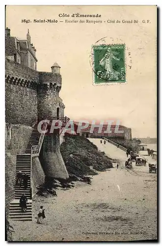 Cartes postales Cote d'Emeraude Saint Malo Escalier des Remparts Cote du Grand Be