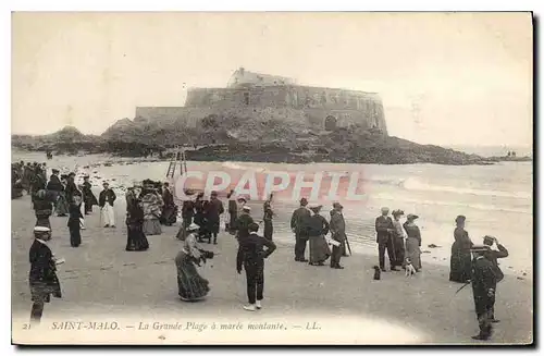 Cartes postales Saint Malo La Grande Plage A Maree Montante