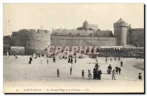 Ansichtskarte AK Saint Malo La Grande Plage et le Chateau