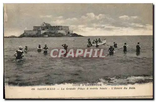 Ansichtskarte AK Cote d'Emeraude Saint Malo La Grande Plage a Maree Haute L'Heaure du Bain