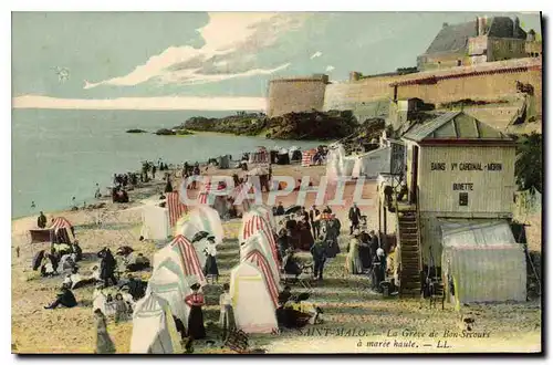 Ansichtskarte AK Saint Malo La Greve de Bon Secours a Maree Haute