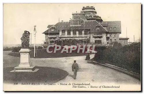 Cartes postales Saint Malo Le Casino Statue de Chateaubriand The Casino Statue OF Chateaubriand