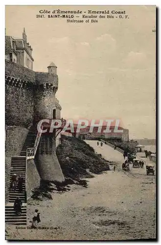 Cartes postales Cote d'Emeraude Emerald Coast Saint Malo Escalier des Bes G F