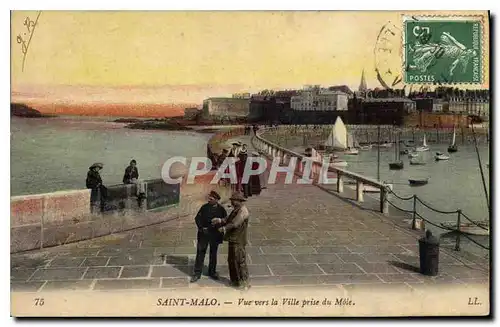 Ansichtskarte AK Saint Malo Vue vers la Ville Prise du Mole