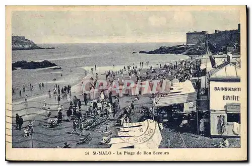 Ansichtskarte AK St Malo La Plage de Bon Secours