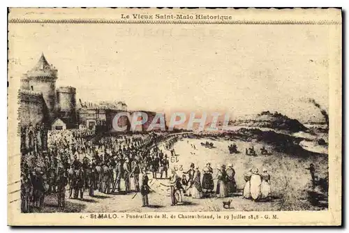 Ansichtskarte AK Le Vieux Saint Malo Historique St Malo Funeral de M de Chateaubriand le 19 Juillet  1848