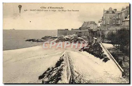 Cartes postales Cote d'Emeraude Saint Malo sous la neige La Plage Bon Secours