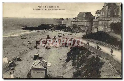 Ansichtskarte AK Cote d'Emeraude St Malo La Plage de Bon Secours