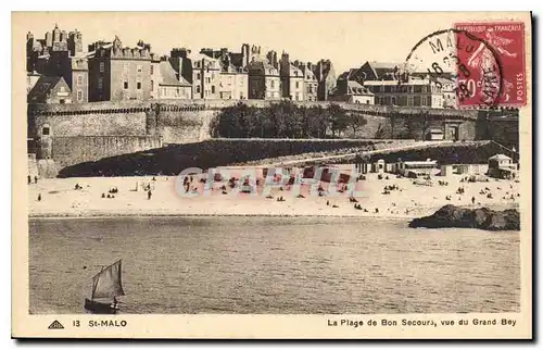 Cartes postales Saint Malo La Plage de Bon Secours Vue du Grand Bey