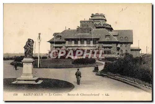 Ansichtskarte AK Saint Malo Le Casino Statue de Chareaubriand