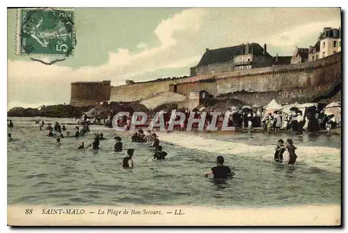 Ansichtskarte AK Saint Malo La Plage de Bon Secours