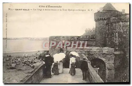 Ansichtskarte AK Cote d'Emeraude Saint Malo La l'Plage a Maree Haute et la Tour Qui qu en Giogne G F