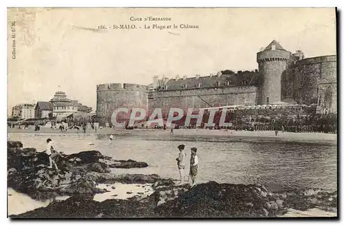 Cartes postales Saint Malo La Plage et le Chateau