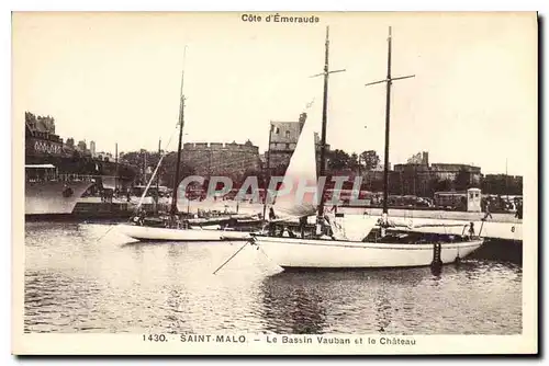 Ansichtskarte AK Saint Malo Le Bassin Vauban et le Chateau Bateaux