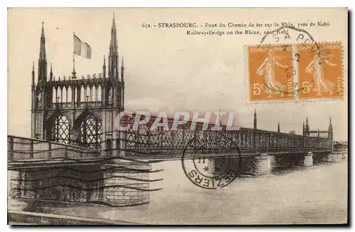 Ansichtskarte AK Strasbourg Pont du Chemin de fer sur le Rhin pres de Kehl