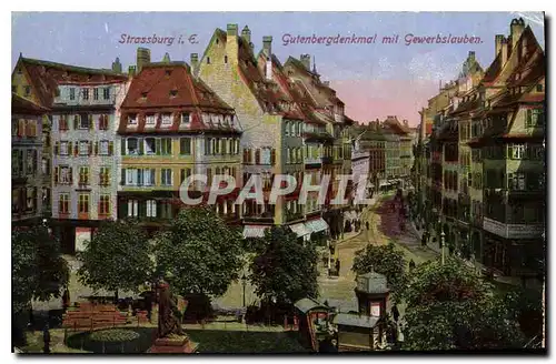 Cartes postales Strassburg Gutenbergdenkmal mit Gewerbslauben