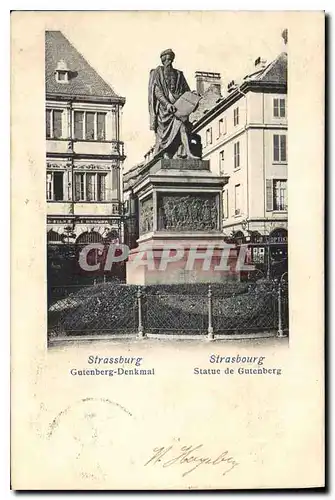 Cartes postales Strasbourg Statue due Gutenberg