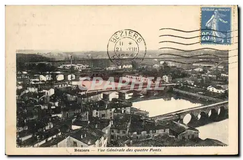 Ansichtskarte AK Beziers Vue Generale des quatre Ponts