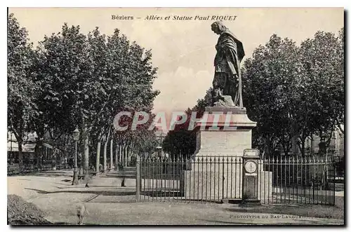 Cartes postales Beziers Allees et Statue Paul Riquet