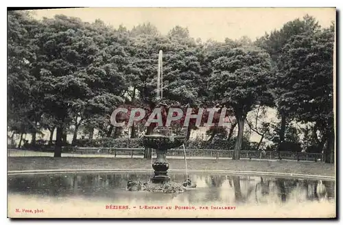 Cartes postales Beziers L'Enfant au Poisson Par Injalbert