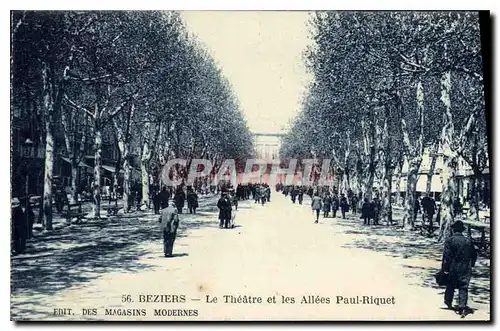 Cartes postales Beziers Le Theatre et les Allees Paul Riquet