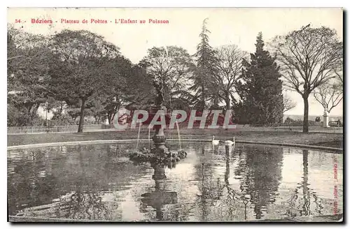 Cartes postales Beziers Plateau de Poetes L'enfant au Poisson