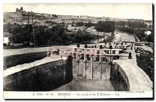 Cartes postales Beziers Le canal et les 9 Ecluses