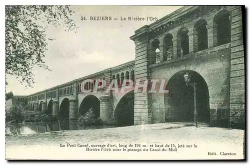 Ansichtskarte AK Beziers La Rivere l'Orb Le Pont Canal ouvrage d'art long ge 194 m et haut de 15