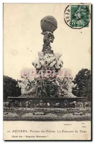 Cartes postales Beziers Plateau des Poetes La Fontaine du Titan