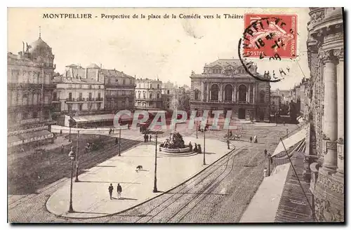 Ansichtskarte AK Montpellier Perspective de la place de la Comedie vers le Theatre