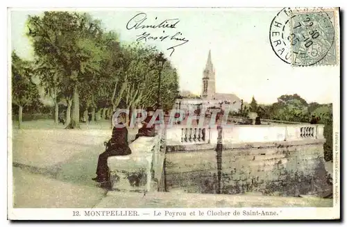 Cartes postales Montpellier Le Peyrou et le Clocher de Sainte Anne