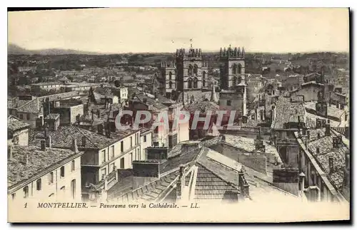 Cartes postales Montpellier Panorama vers la Cathedrale