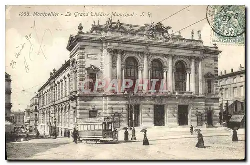 Ansichtskarte AK Montpellier Le Grand Theatre Municipal Tramway