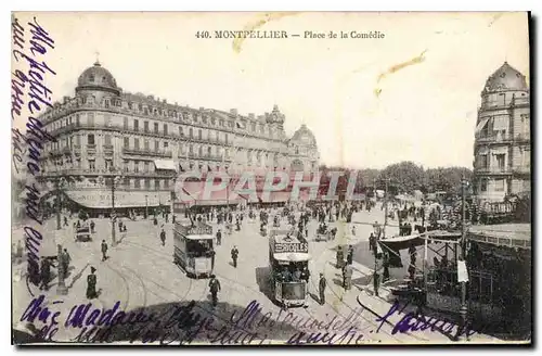 Cartes postales Montpellier Place de la Comedie Tramway