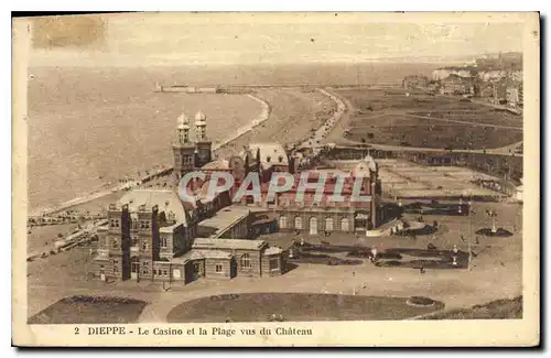 Cartes postales Dieppe Le Casino et la Plage vue du Chateau