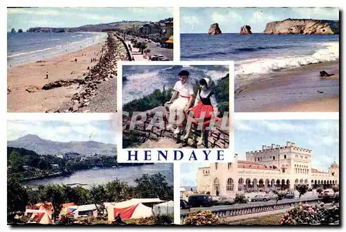 Ansichtskarte AK Hendaye (Frontiere Franco Espagnole) La Plage Les 2 Jumeaux Aux Basque La Baie et les 3 couronne