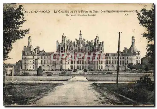 Cartes postales Chambord Le Chateau vu de la Route de Saint Die (Facade septentrionale)
