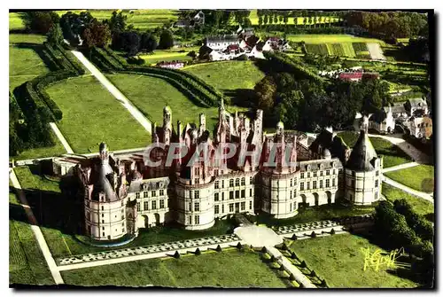 Ansichtskarte AK En Touraine Chambord (Loir et Cher) Vue aerienne le Chateau (facade Nord) Les Cheminees et les T