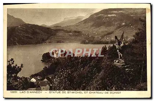 Ansichtskarte AK Lac d'Annecy Statue de St Michel et Chateau de Duingt